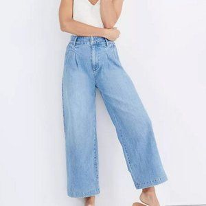 MADEWELL Pleated High Rise Wide Leg Cropped Jeans Kinnon Wash